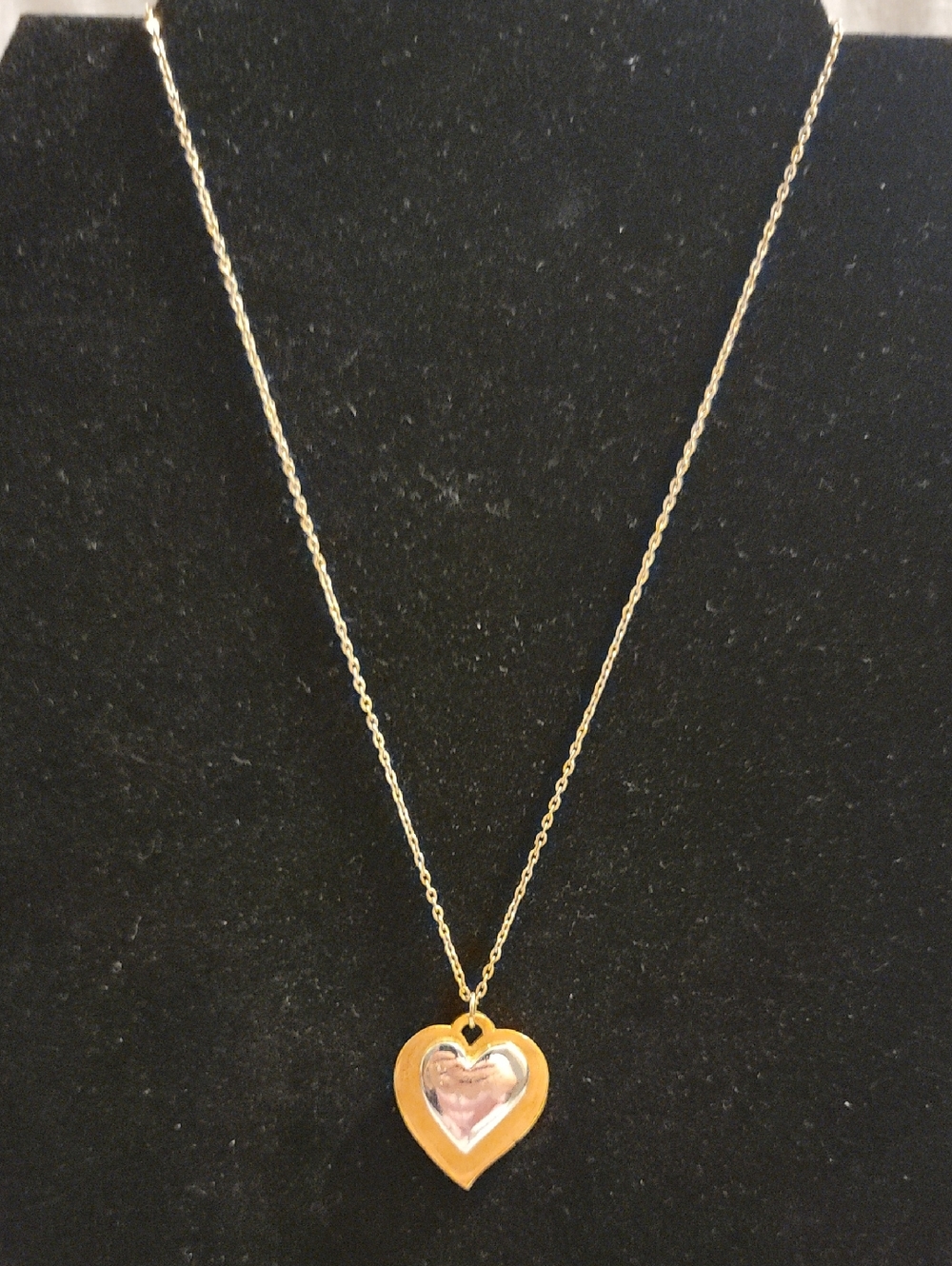 Vintage Artistry Two Tone Gold and Silver Heart Pendant Necklace - Women Jewelry